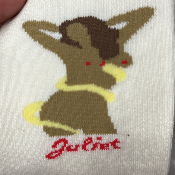 Carne Bollente Truly Loved Romeo Juliet White Crew Socks with Graphic Design Ne - Picture 5 of 9